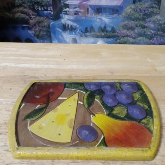 VTG International Heartland Serving 🍇 Platter&1 Clay Art Cheese Cutting Board. - Picture 11 of 16